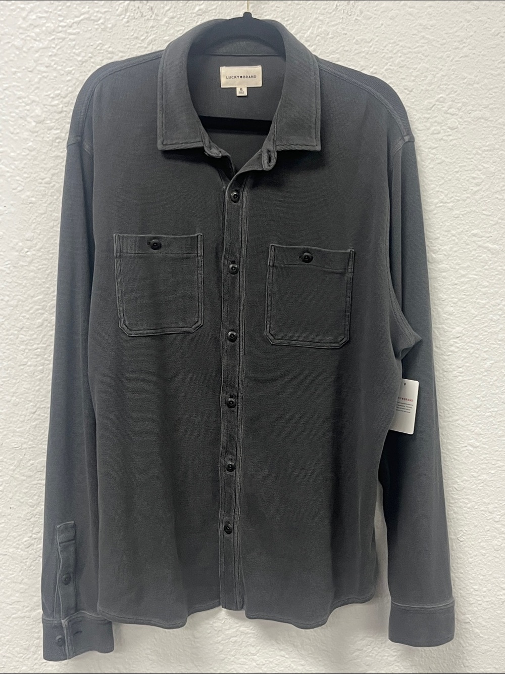 Lucky Brand Men's Casual Button-Down Shirt Jacket in Charcoal Gray